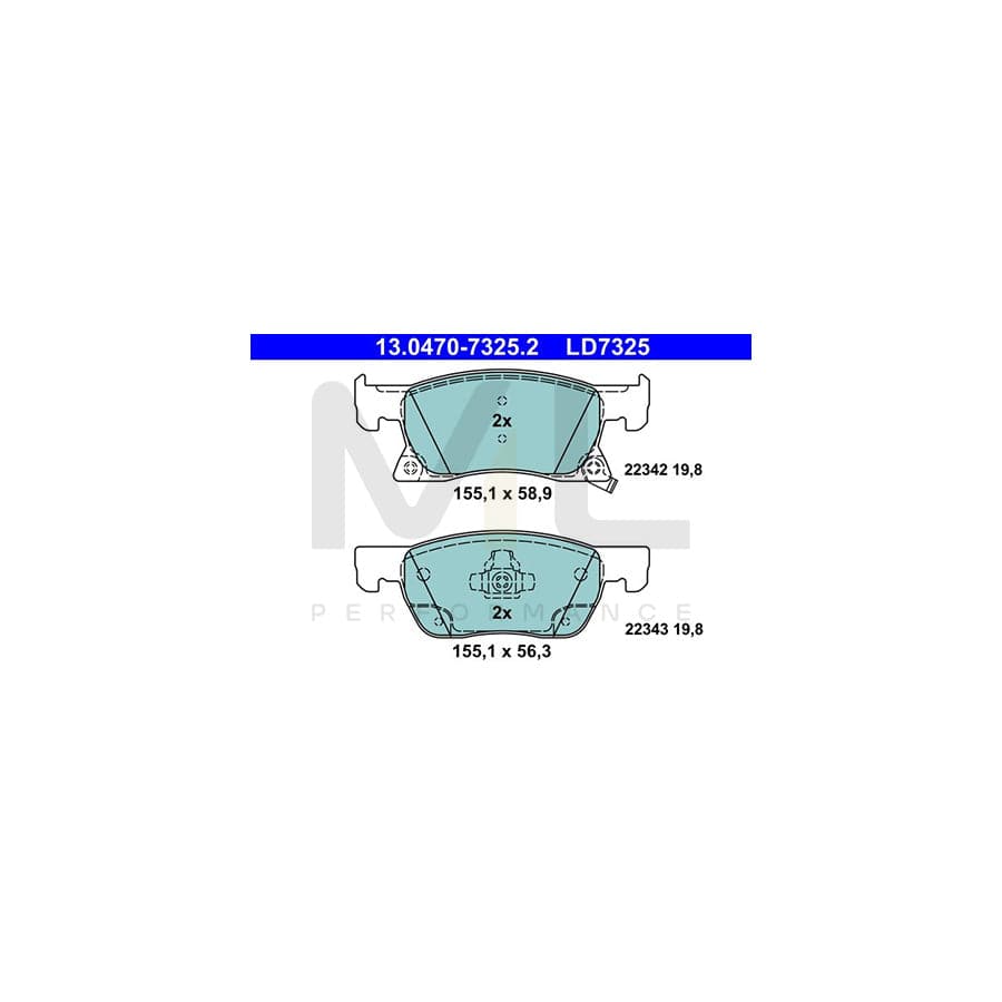 ATE Ceramic 13.0470-7325.2 Brake pad set with acoustic wear warning | ML Performance Car Parts