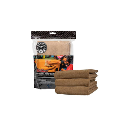 Chemical Guys Workhorse Professional Grade Microfiber Towel 3 Pack Tan 16x16 | ML Performance UK Car Parts