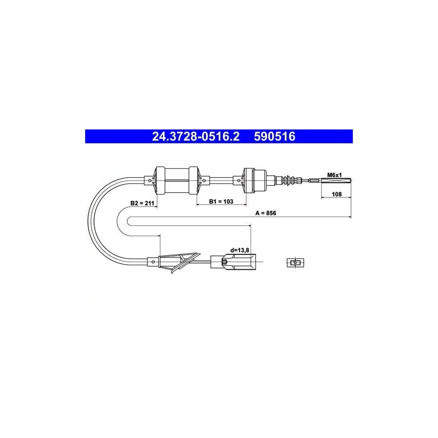 ATE 24.3728-0516.2 Clutch Cable