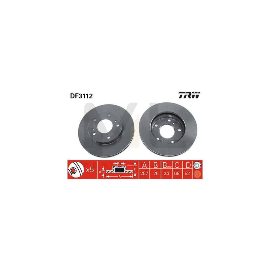 TRW DF3112 Brake Disc Vented, Painted | ML Performance Car Parts