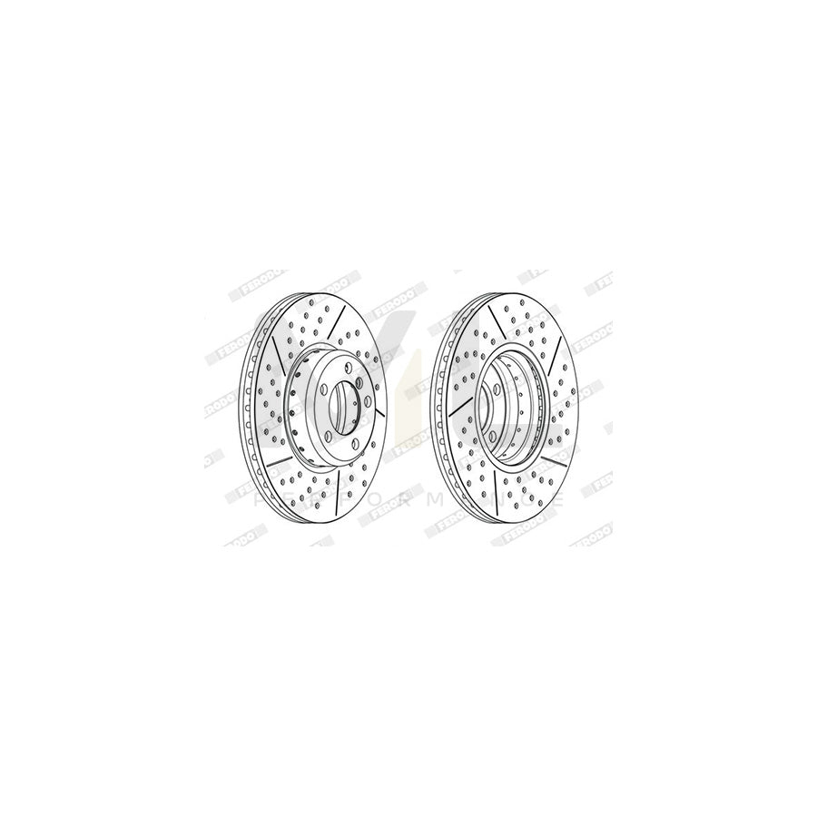 FERODO DDF2614VC-1 Brake Disc Perforated / Vented, Two-piece brake disc, Coated | ML Performance Car Parts