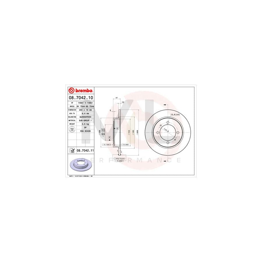 BREMBO 08.7042.10 Brake Disc Solid | ML Performance Car Parts