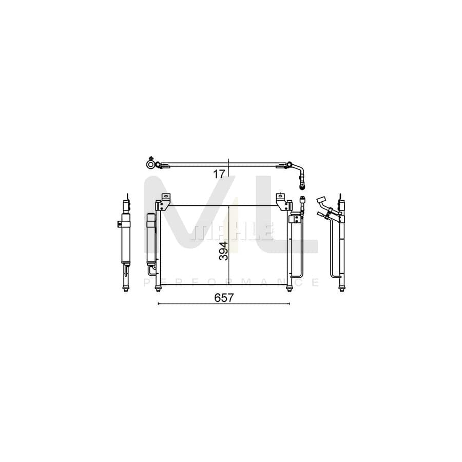 MAHLE ORIGINAL AC 642 000S Air conditioning condenser for MAZDA CX-7 (ER) with dryer, with seal ring | ML Performance Car Parts