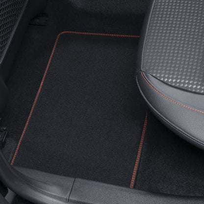 GENUINE FORD 2399669 FOCUS PREMIUM VELOURS FLOOR MATS REAR, BLACK WITH RED STITCHING | ML Performance UK