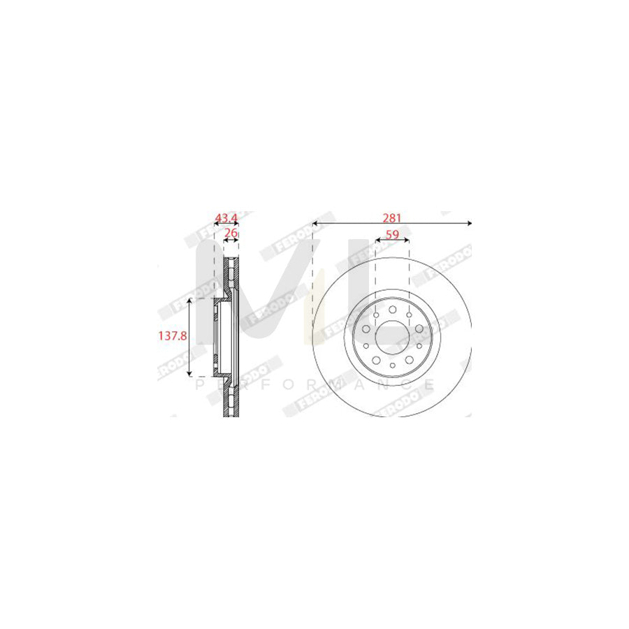 FERODO DDF2776C Brake Disc for FIAT TIPO Vented | ML Performance Car Parts