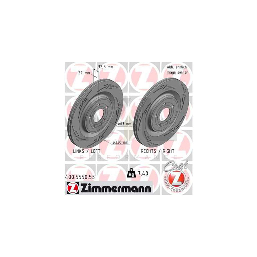 ZIMMERMANN 400.5550.53 Brake Disc Internally Vented, Slotted, Coated | ML Performance Car Parts