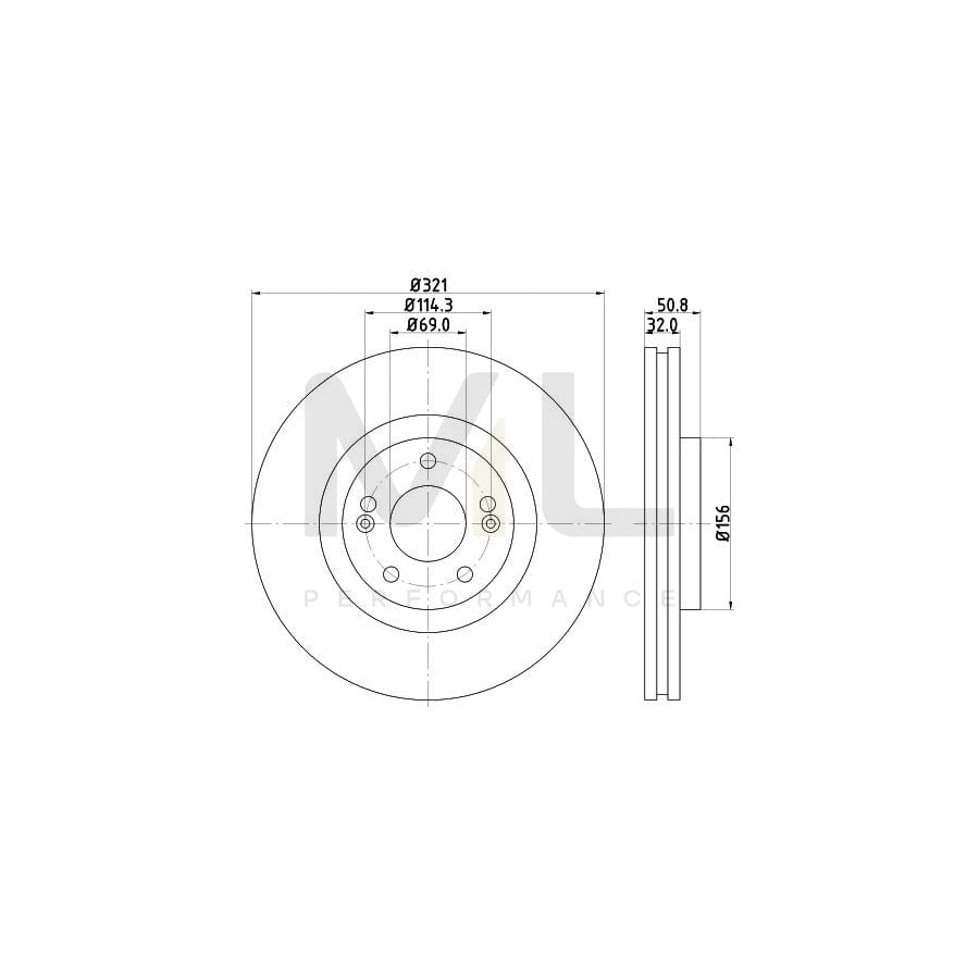 HELLA 8DD 355 116-731 Brake Disc for HYUNDAI ix55 (EN) Internally Vented, without wheel hub, without wheel studs | ML Performance Car Parts