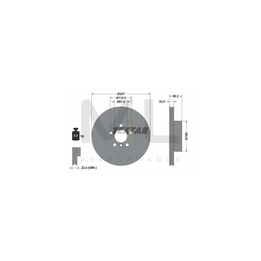 TEXTAR 92326805 Brake Disc Internally Vented, Coated, High-carbon, without wheel hub, without wheel studs | ML Performance Car Parts