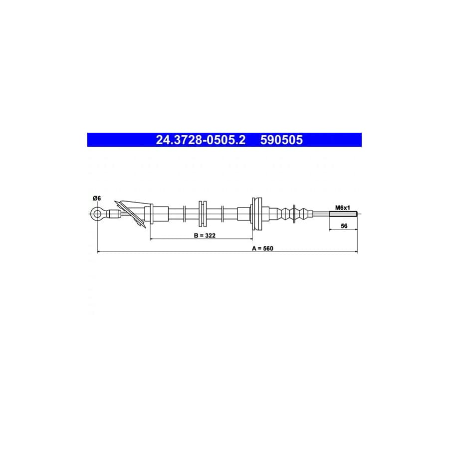 ATE 24.3728-0505.2 Clutch Cable For Fiat Panda I Hatchback (141)