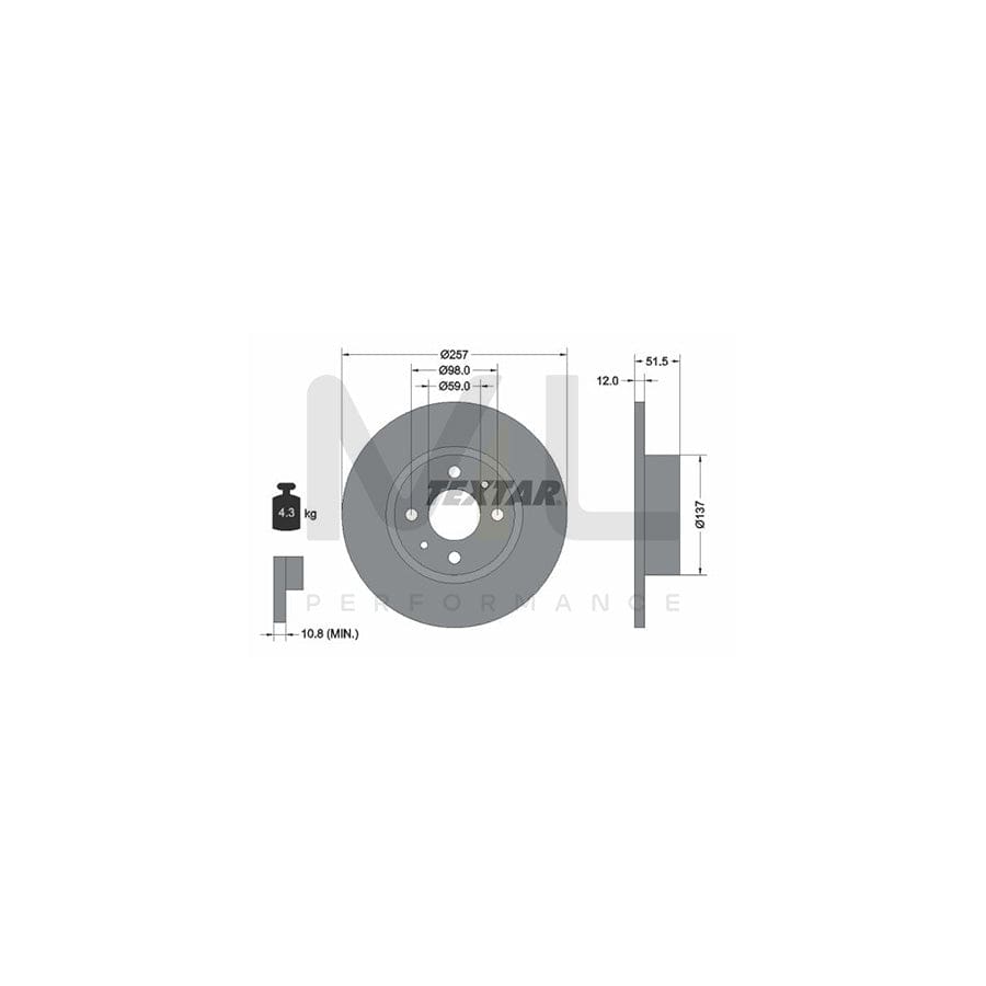 TEXTAR 92034000 Brake Disc Solid, without wheel hub, without wheel studs | ML Performance Car Parts