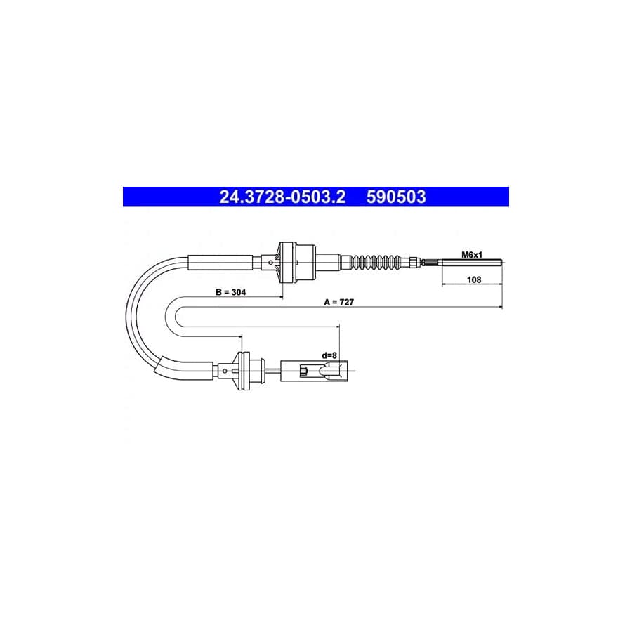 ATE 24.3728-0503.2 Clutch Cable