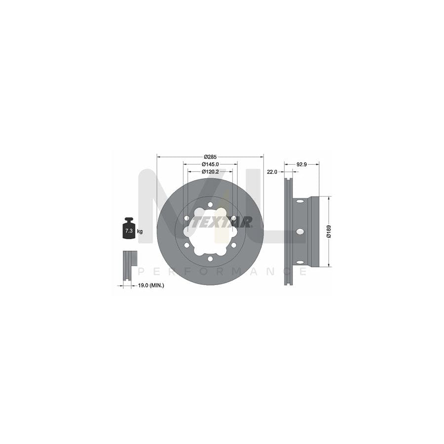 TEXTAR 92089800 Brake Disc Internally Vented, without wheel hub, without wheel studs | ML Performance Car Parts