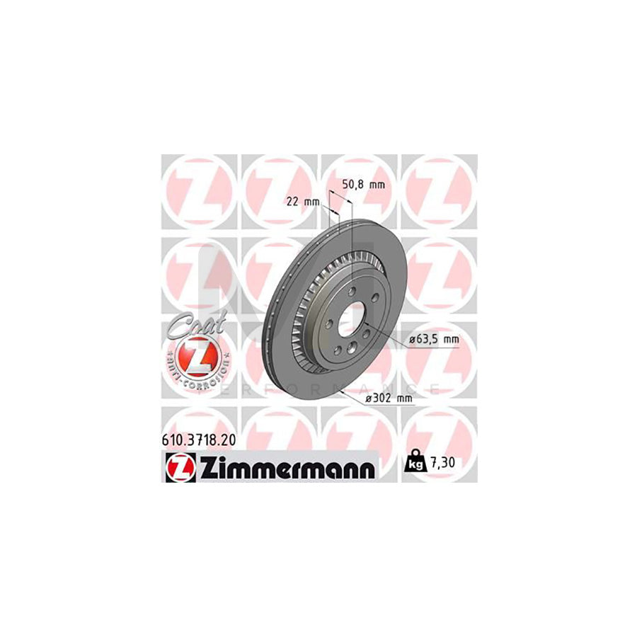 ZIMMERMANN COAT Z 610.3718.20 Brake Disc for VOLVO XC60 I (156) Externally Vented, Coated | ML Performance Car Parts