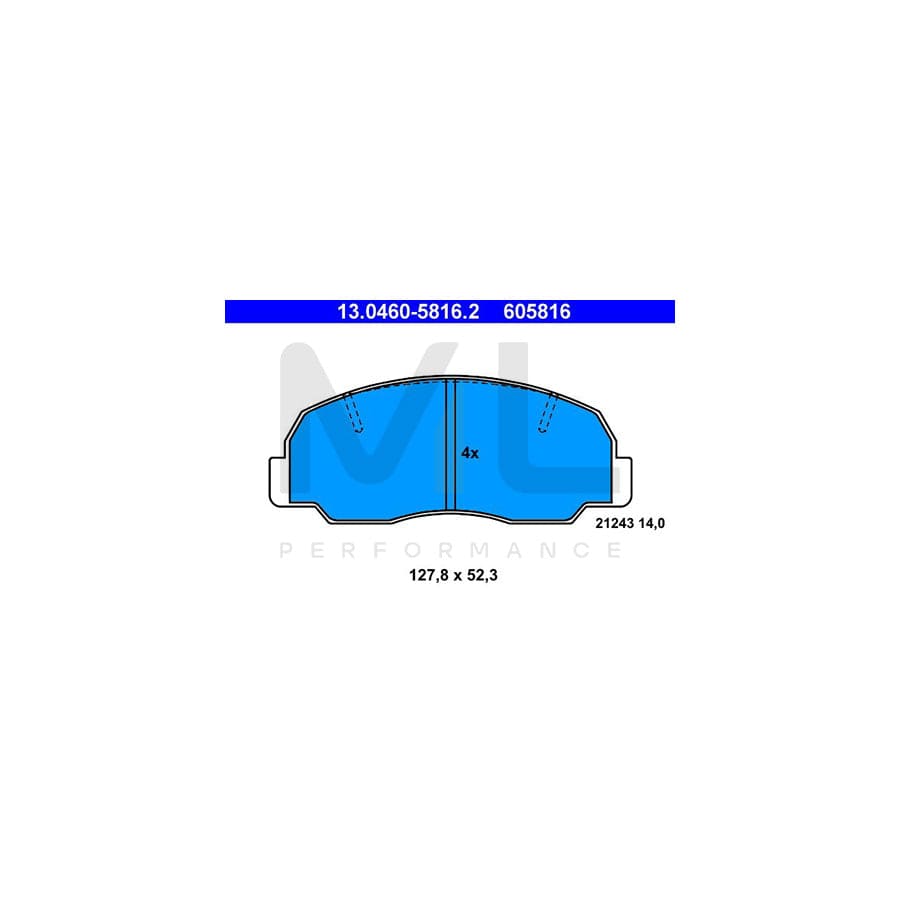 ATE 13.0460-5816.2 Brake pad set excl. wear warning contact, not prepared for wear indicator | ML Performance Car Parts