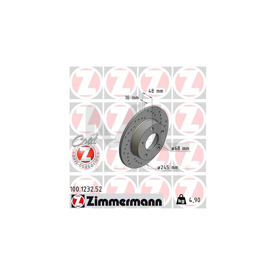 ZIMMERMANN SPORT COAT Z 100.1232.52 Brake Disc Perforated, Solid, Coated | ML Performance Car Parts