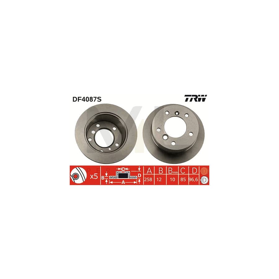 TRW DF4087S Brake Disc Solid, Painted, with bolts/screws | ML Performance Car Parts