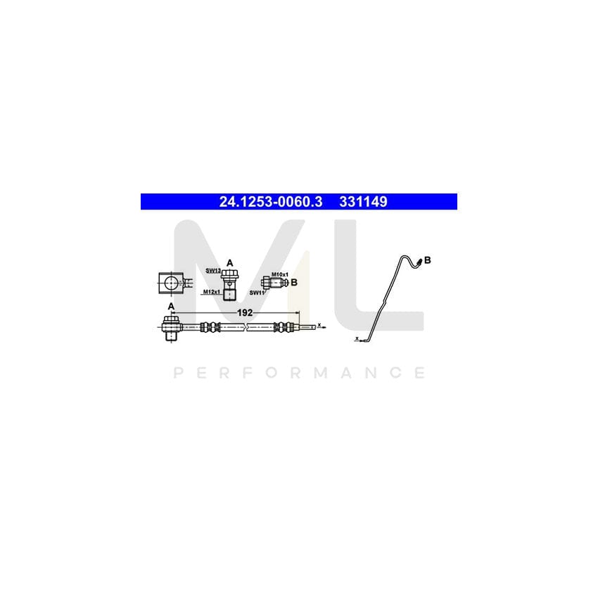 ATE 24.1253-0060.3 Brake Hose 192mm | ML Performance Car Parts