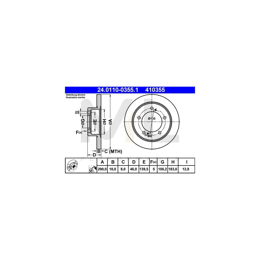 ATE 24.0110-0355.1 Brake Disc for SUZUKI JIMNY Solid, Coated | ML Performance Car Parts