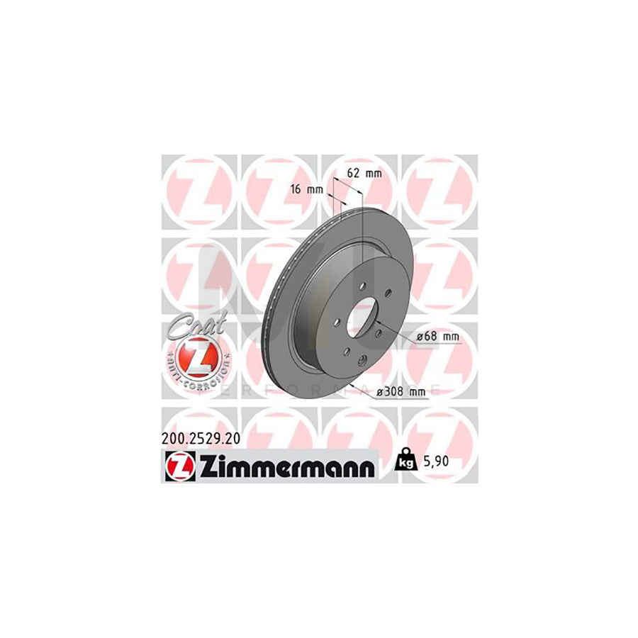 ZIMMERMANN COAT Z 200.2529.20 Brake Disc Internally Vented, Coated | ML Performance Car Parts