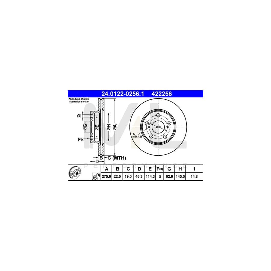 ATE 24.0122-0256.1 Brake Disc Vented, Coated | ML Performance Car Parts