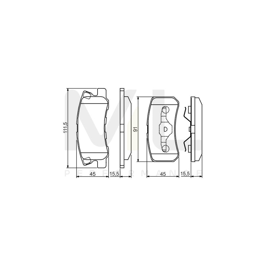 Bosch 0986495172 Brake Pad Set With Mounting Manual BP1502 | ML Performance Car Parts