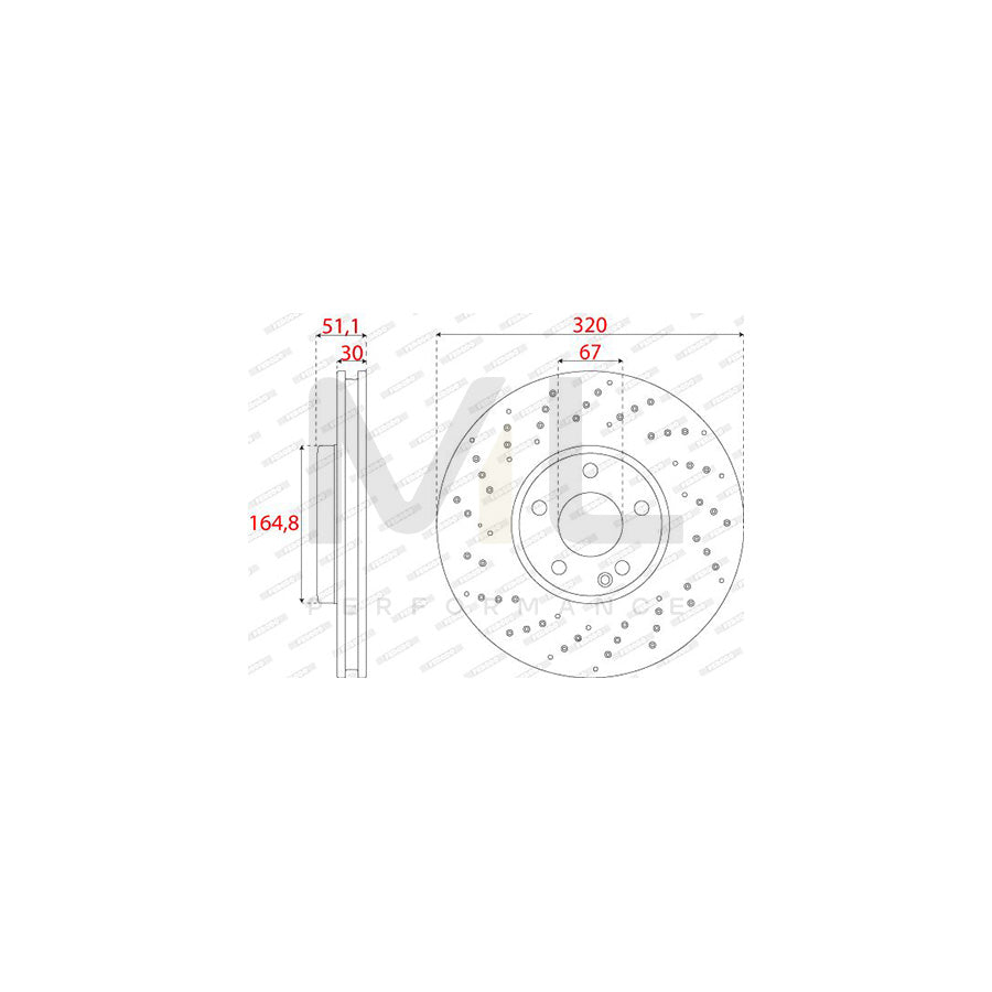 FERODO DDF2559C Brake Disc Vented, Coated | ML Performance Car Parts