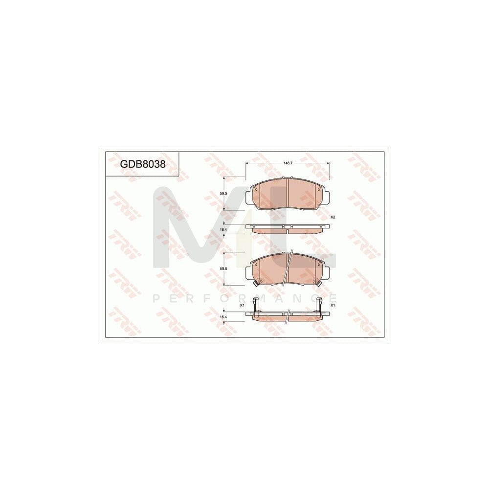 TRW Gdb8038 Brake Pad Set For Honda Civic Ix Saloon (Fb, Fg) | ML Performance Car Parts