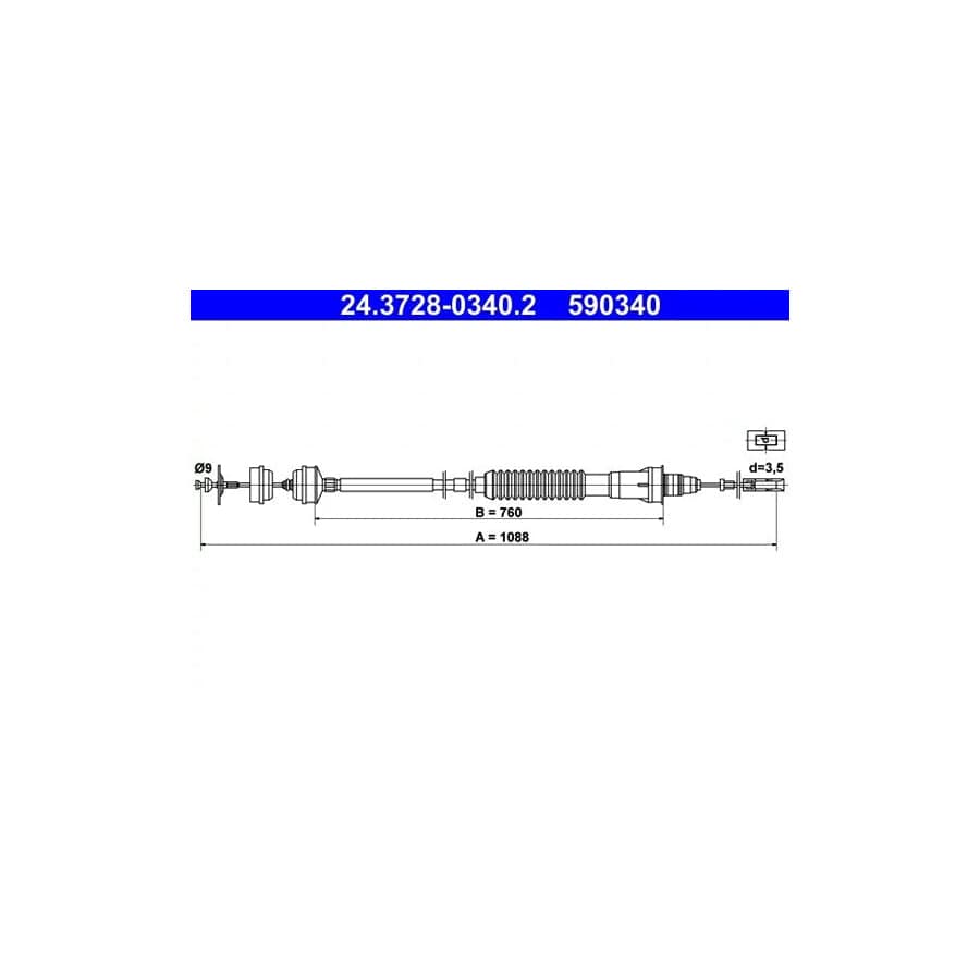 ATE 24.3728-0340.2 Clutch Cable