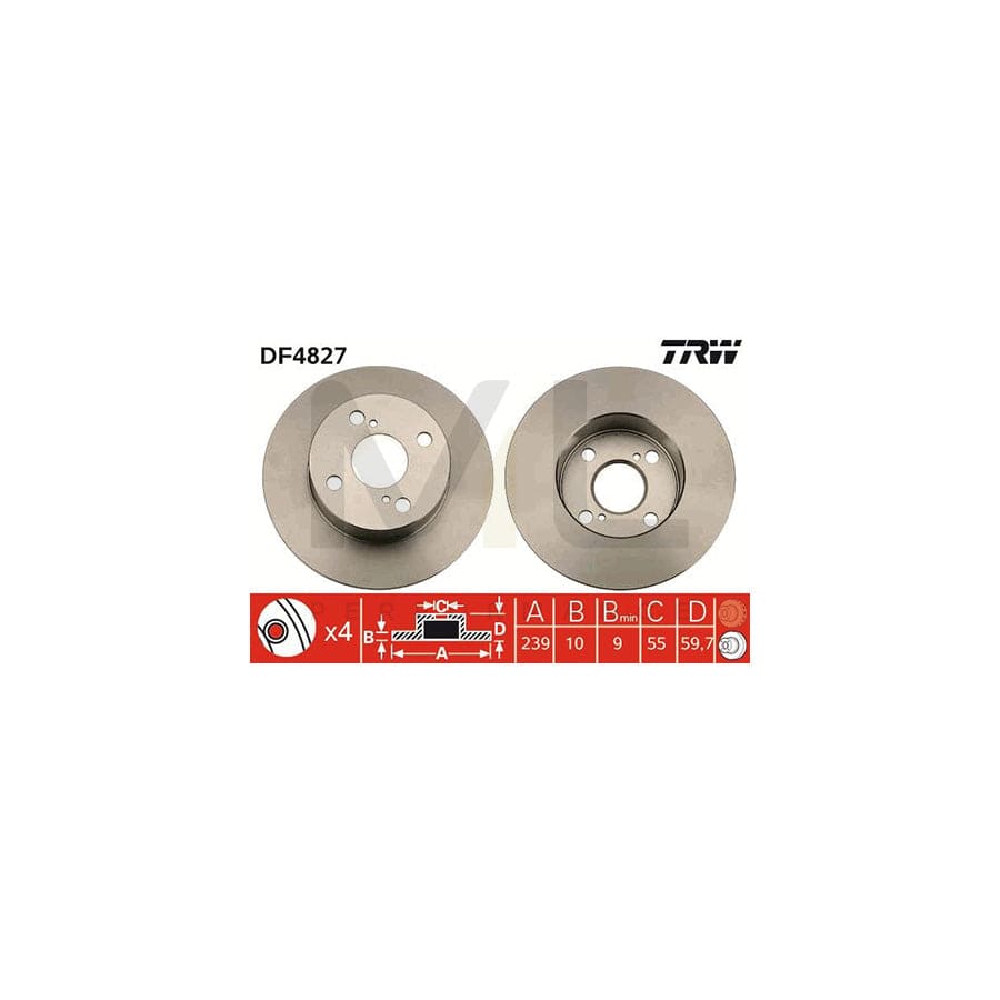 TRW DF4827 Brake Disc for TOYOTA COROLLA Solid, Painted | ML Performance Car Parts