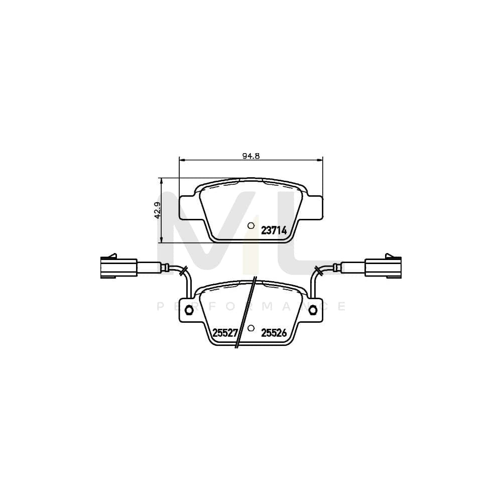 Hella 8DB 355 020-181 Brake Pad Set With Integrated Wear Warning Contact, With Accessories | ML Performance Car Parts