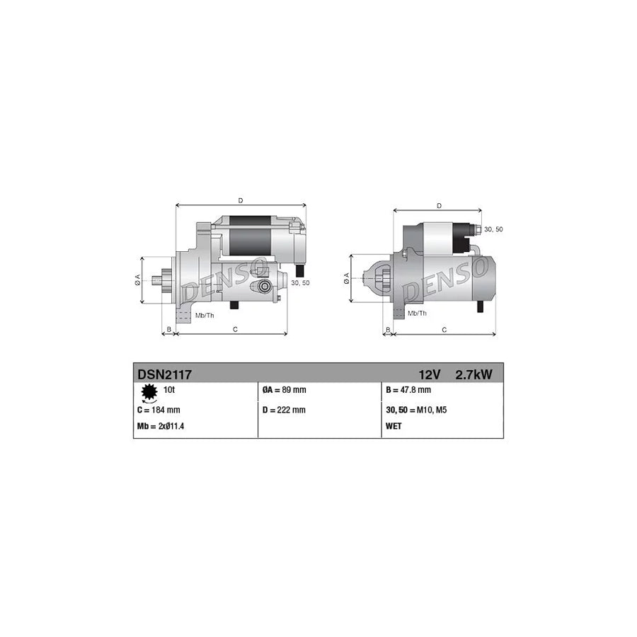 Denso DSN2117 Dsn2117 Starter Motor For Ford Mondeo | ML Performance UK