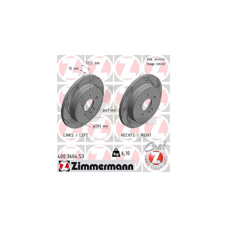 ZIMMERMANN 400.3604.53 Brake Disc suitable for MERCEDES-BENZ ML-Class (W163) Slotted, Solid, Coated | ML Performance Car Parts