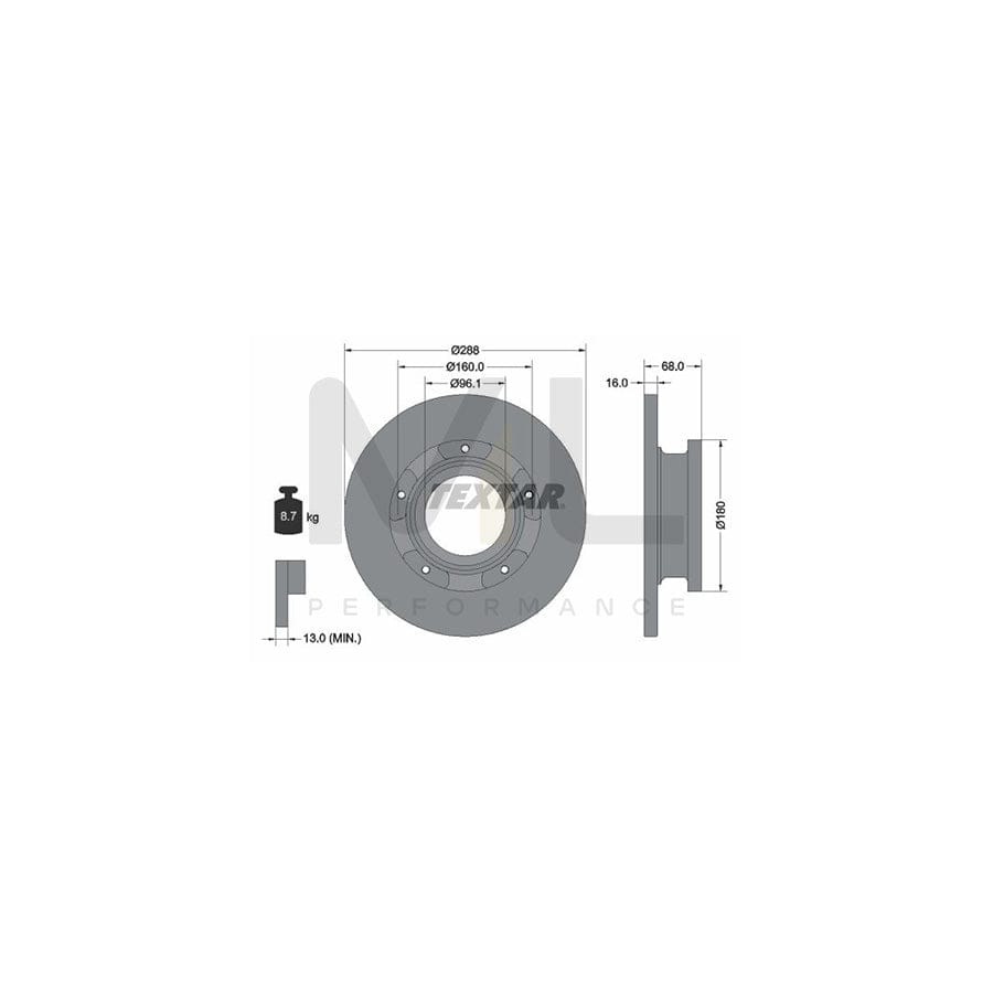 TEXTAR PRO 93260703 Brake Disc Solid, Coated, with ABS sensor ring, without wheel studs | ML Performance Car Parts