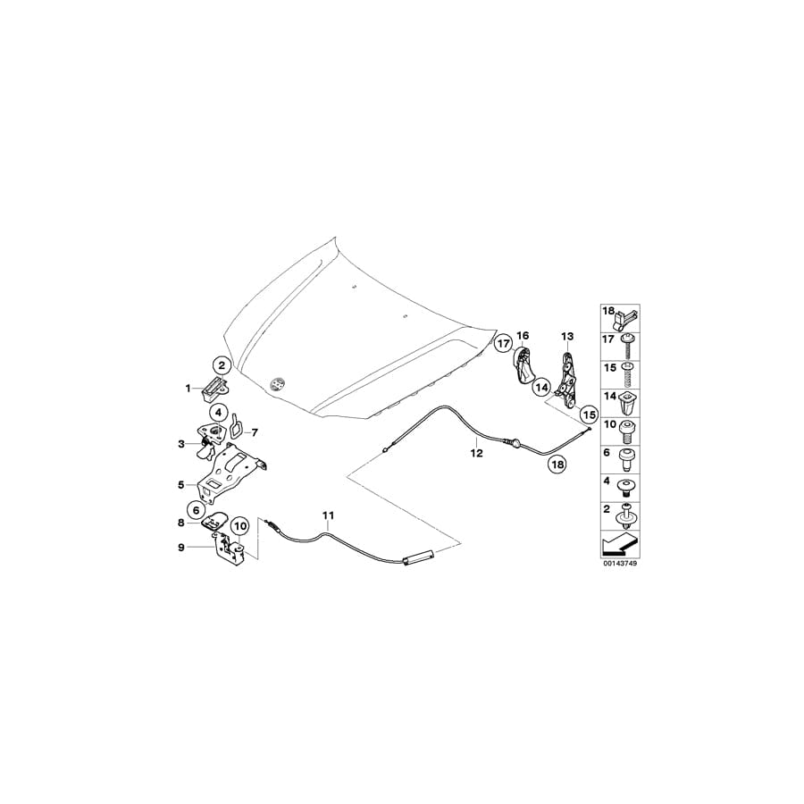 Genuine BMW 51237060529 E87 E90 E91 Bowden Cable, Rear (Inc. 116i) | ML Performance UK Car Parts