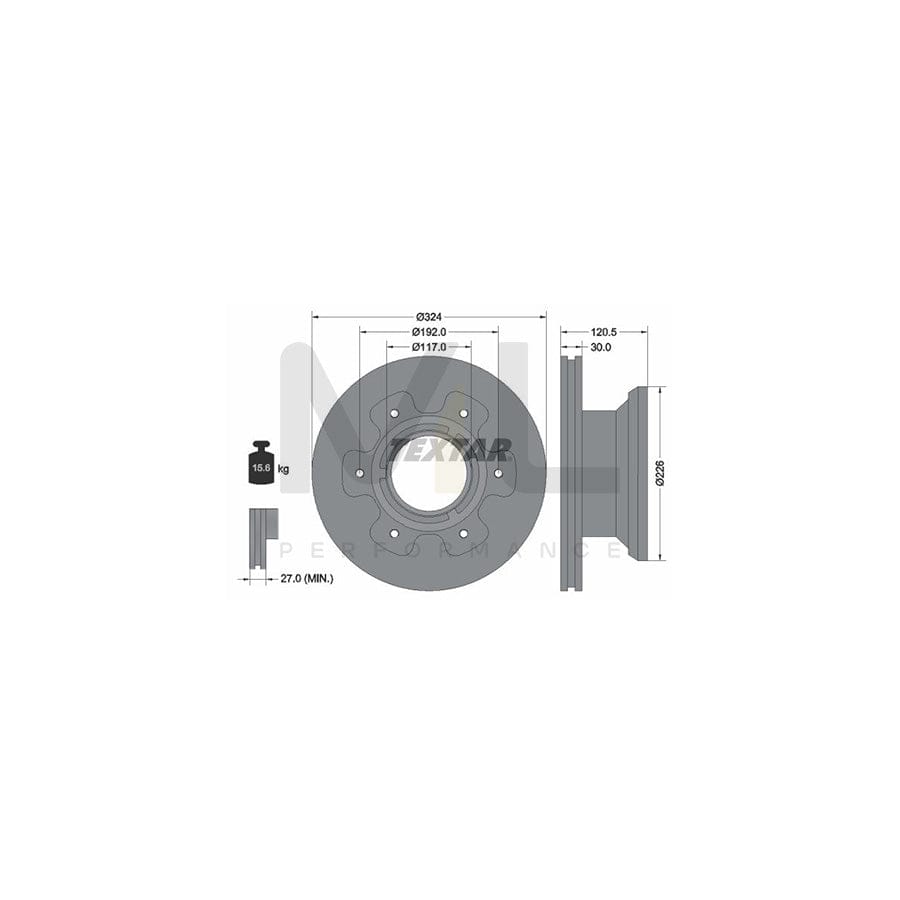 TEXTAR 93191500 Brake Disc suitable for MERCEDES-BENZ VARIO Internally Vented, without wheel hub | ML Performance Car Parts