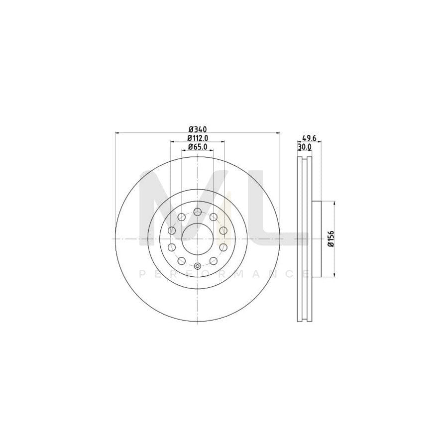 HELLA PRO High Carbon 8DD 355 129-241 Brake Disc Internally Vented, Coated, High-carbon, without wheel hub, without wheel studs | ML Performance Car Parts