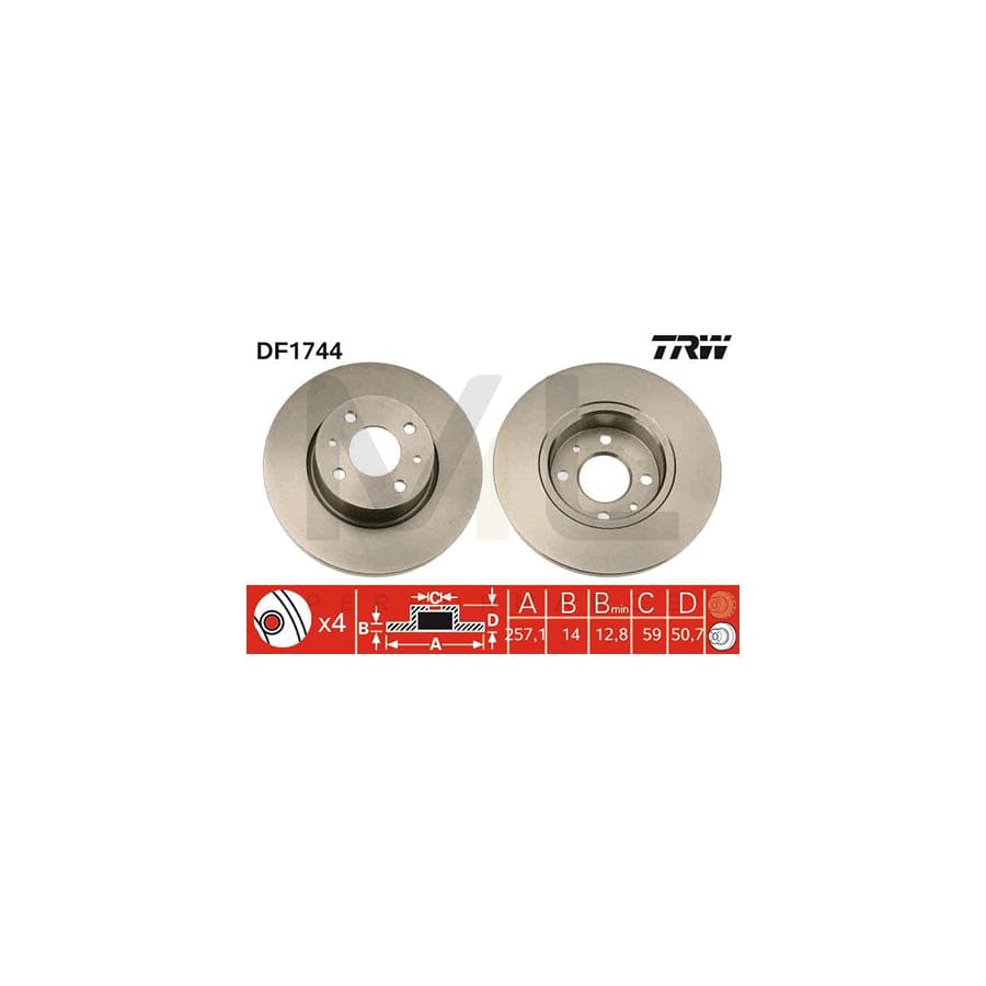 TRW DF1744 Brake Disc Solid, Painted | ML Performance Car Parts