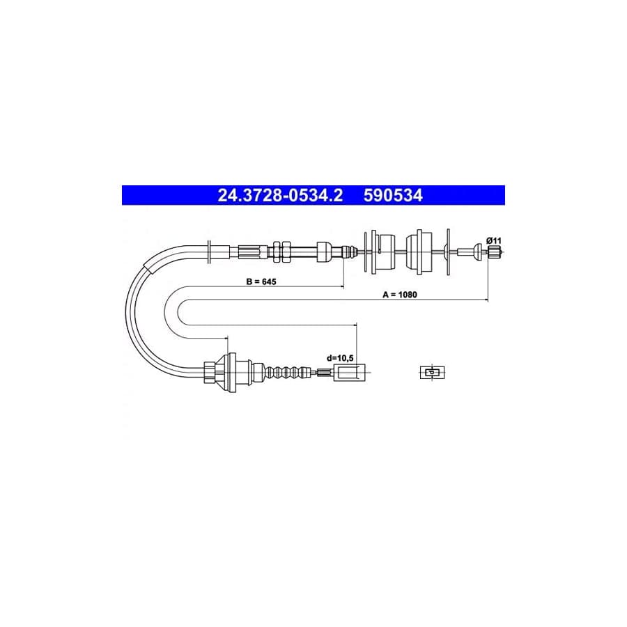 ATE 24.3728-0534.2 Clutch Cable For Fiat Ducato