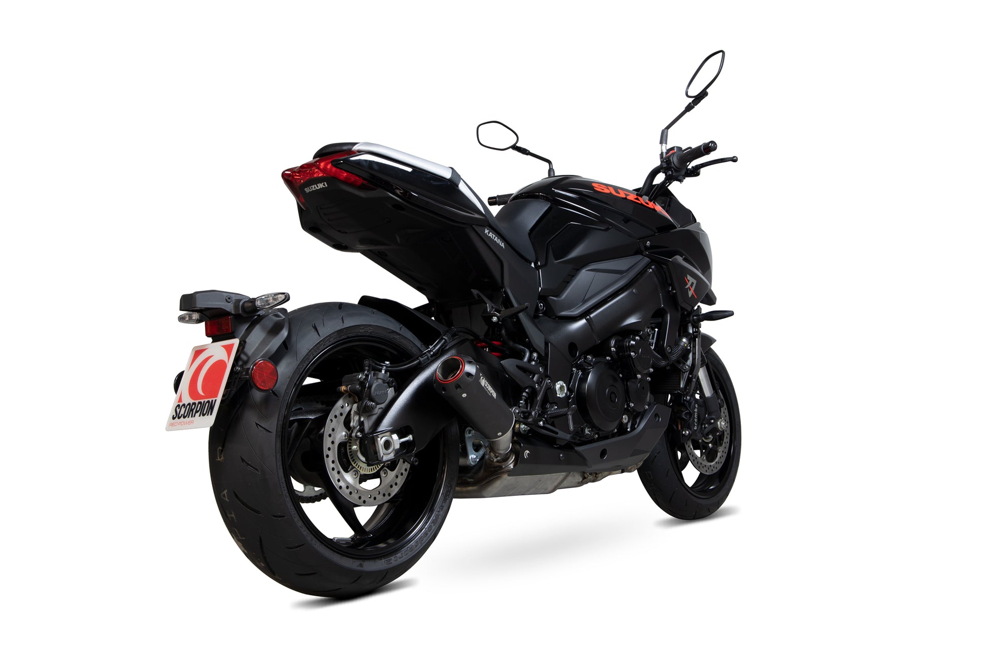 Scorpion PSI125BCER Suzuki GSX-S 1000 Katana Red Power Slip-On - Black Ceramic Coated Sleeve | ML Performance UK UK