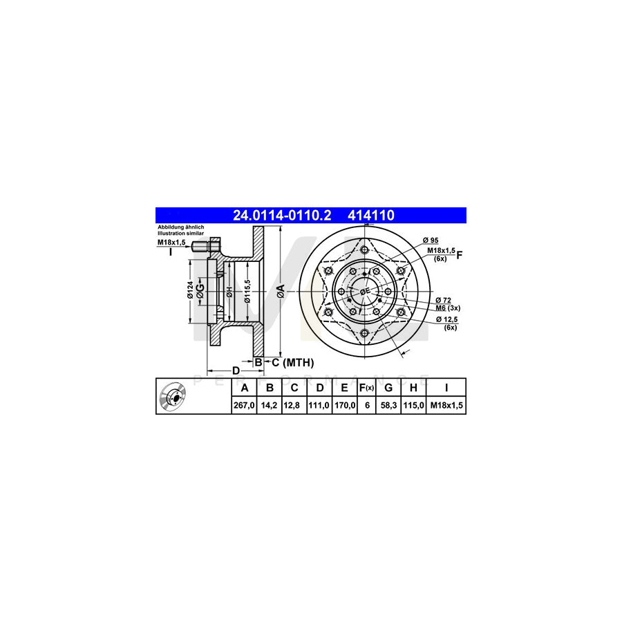 ATE 24.0114-0110.2 Brake Disc for IVECO Daily Solid, with bolts/screws | ML Performance Car Parts