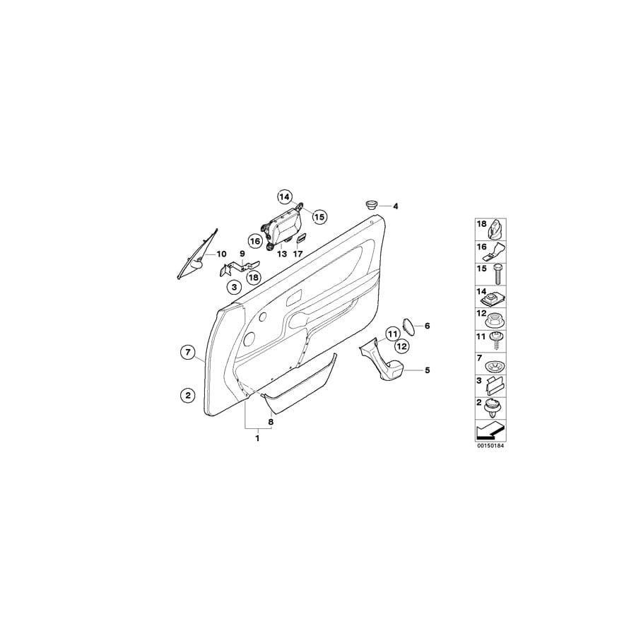 Genuine BMW 51418186556 E36 Door Trim Panel, Front Right K5/Q1BH GRAU/GR (Inc. 316i 1.6, 318ti & 316g) | ML Performance UK Car Parts