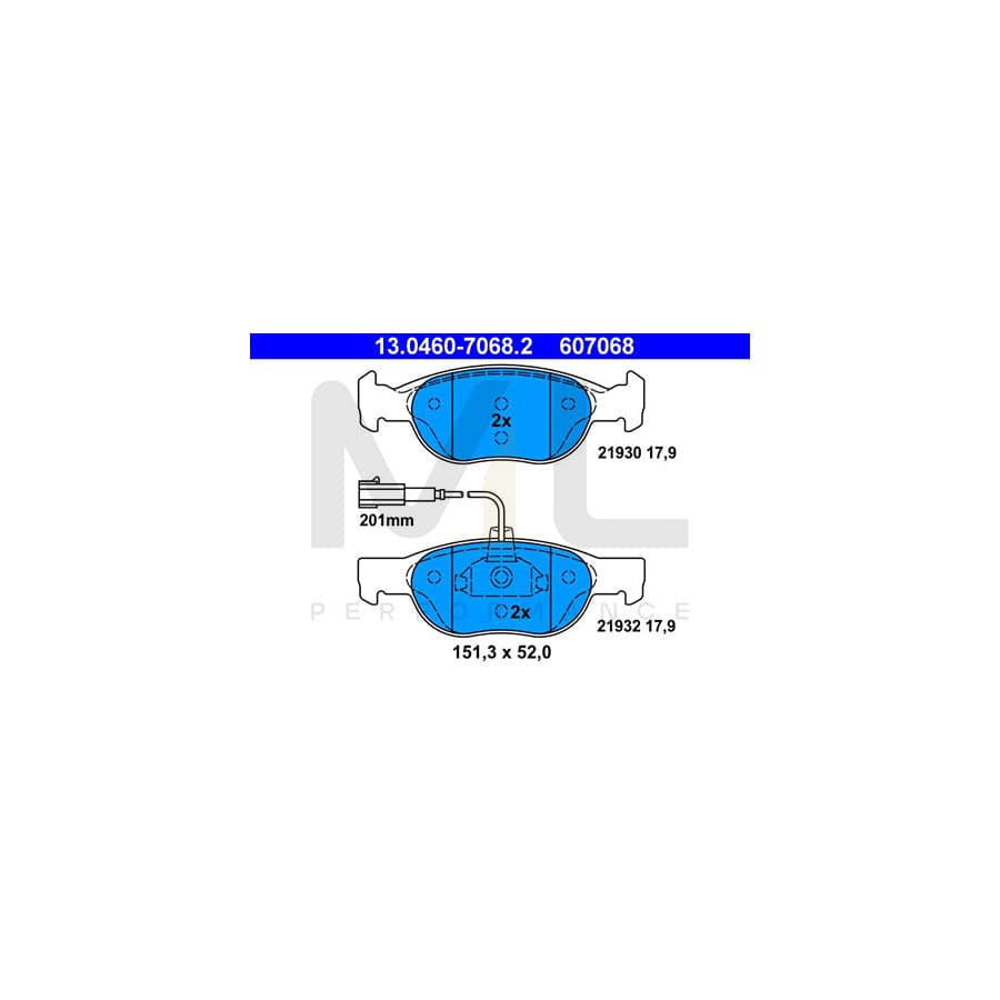 ATE 13.0460-7068.2 Brake pad set incl. wear warning contact | ML Performance Car Parts