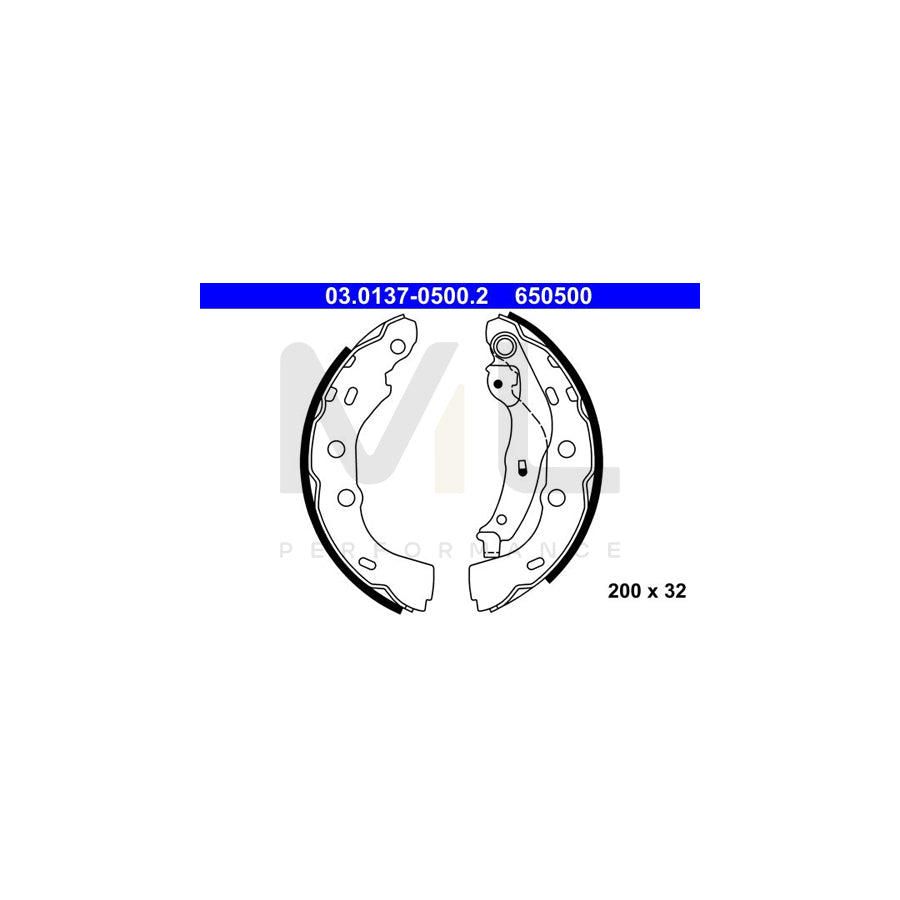 ATE 03.0137-0500.2 Brake Shoe Set with lever | ML Performance Car Parts