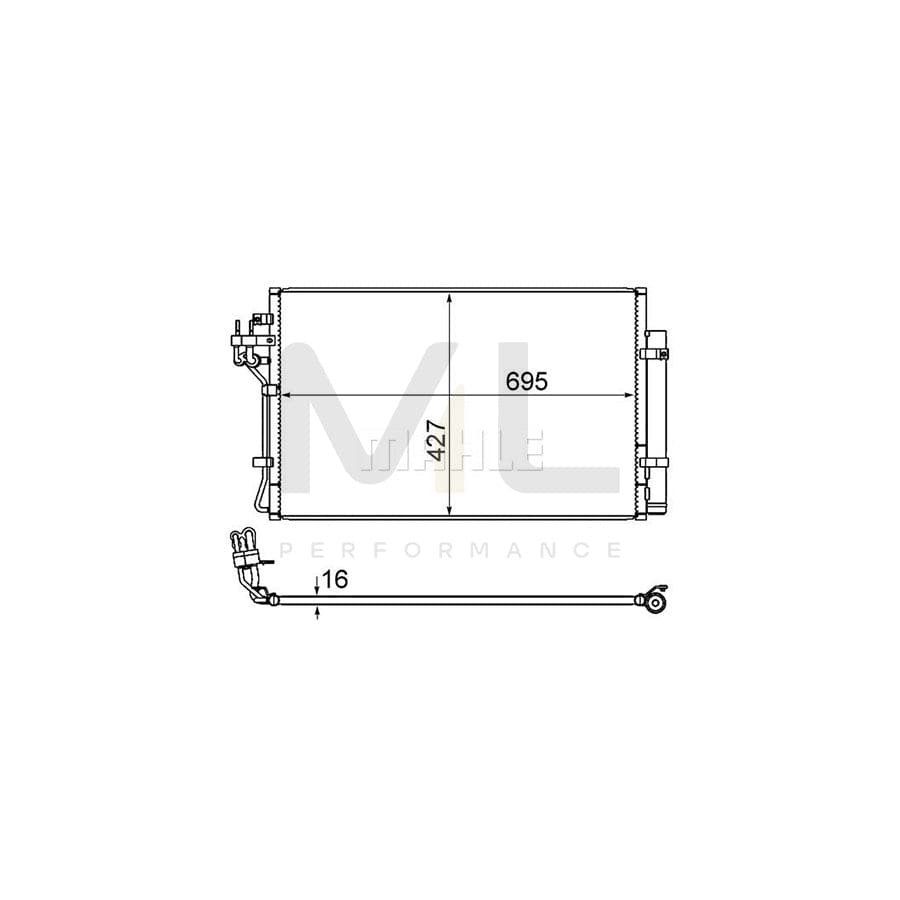 MAHLE ORIGINAL AC 869 000S Air conditioning condenser for HYUNDAI Genesis I Coupe (BK) with dryer | ML Performance Car Parts