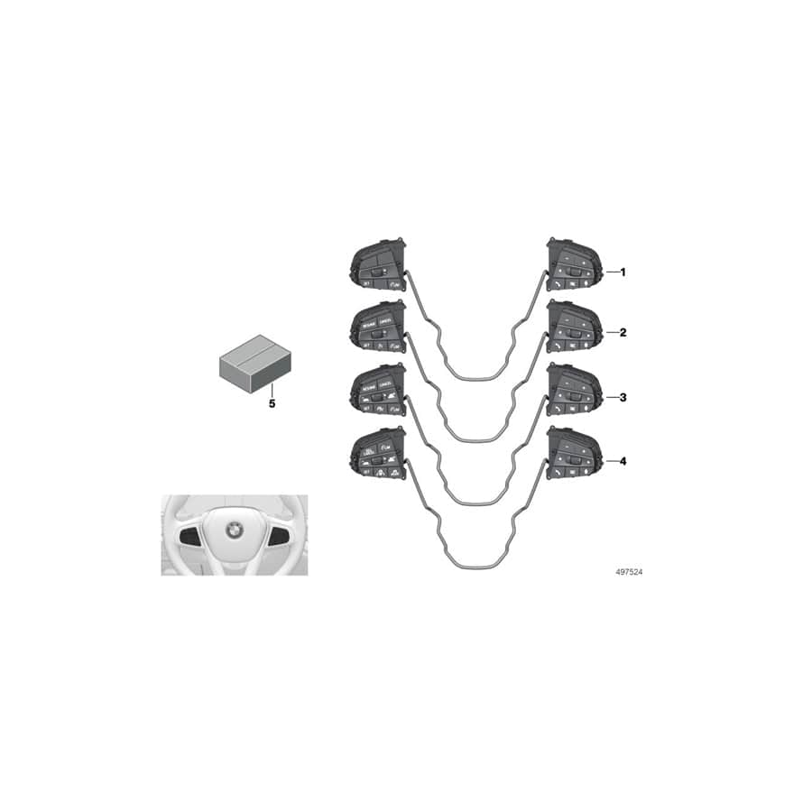 Genuine BMW 61319461229 G20 G21 Switch, Multifunct. Steering Wheel (Inc. 320iX, 330i & 330e) | ML Performance UK Car Parts