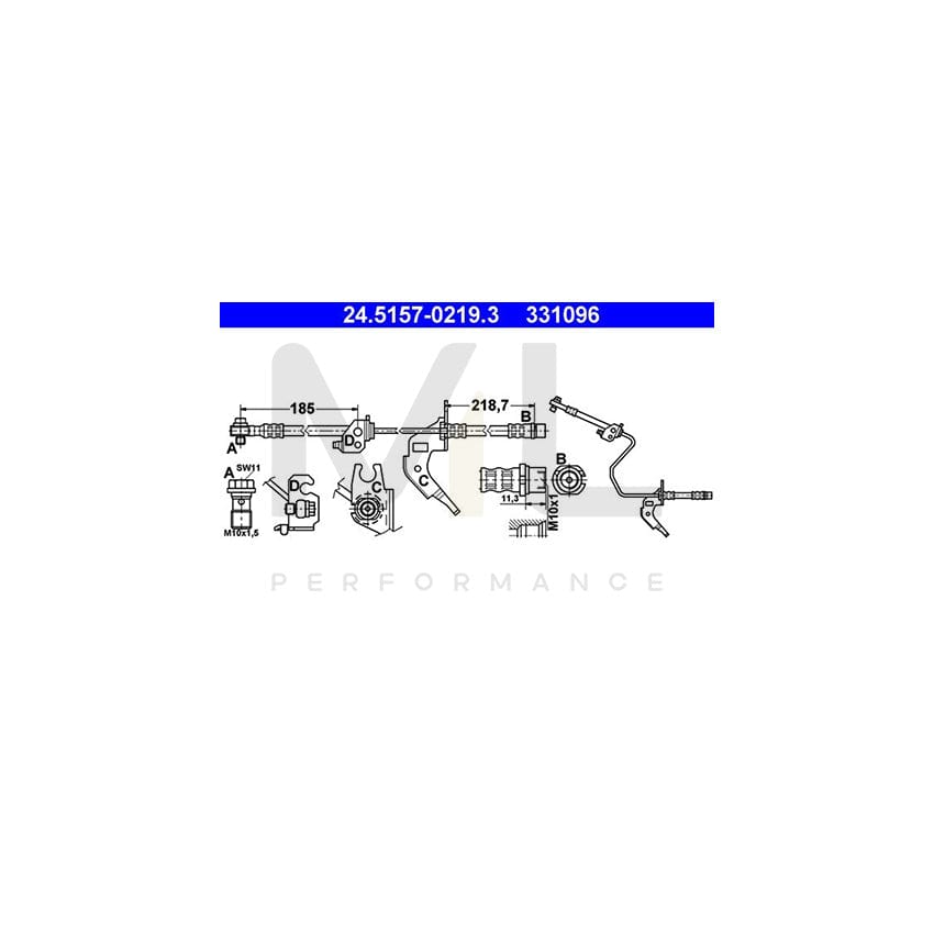 ATE 24.5157-0219.3 Brake Hose 219mm, M10x1 | ML Performance Car Parts