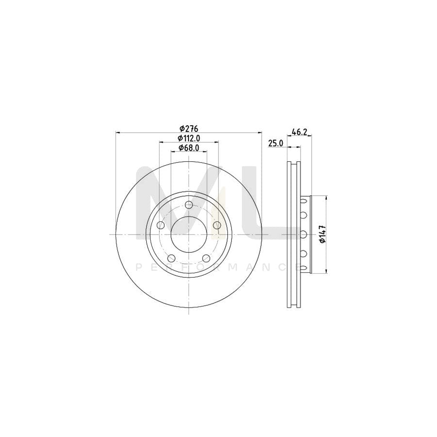 HELLA 8DD 355 101-361 Brake Disc Externally Vented, without wheel hub, without wheel studs | ML Performance Car Parts