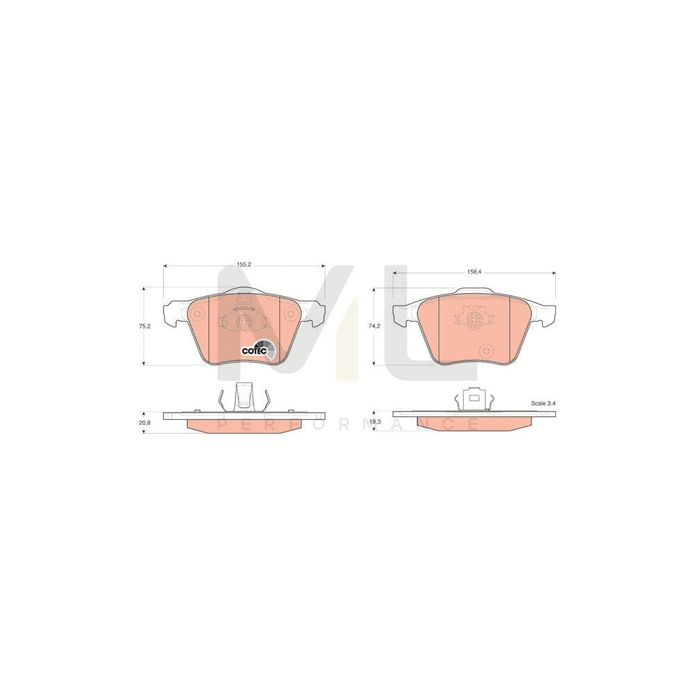 TRW Cotec Gdb1565 Brake Pad Set For Volvo Xc90 I (C, 275) Not Prepared For Wear Indicator | ML Performance Car Parts