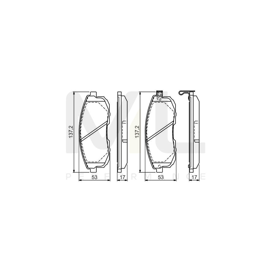 Bosch 0986494546 Brake Pad Set For Nissan Altima With Acoustic Wear Warning, With Anti-Squeak Plate, With Mounting Manual BP1467 | ML Performance Car Parts