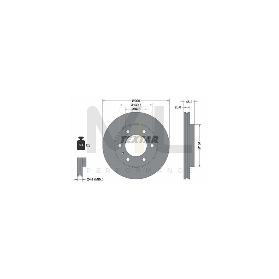 TEXTAR PRO 92128803 Brake Disc Internally Vented, Coated, without wheel hub, without wheel studs | ML Performance Car Parts